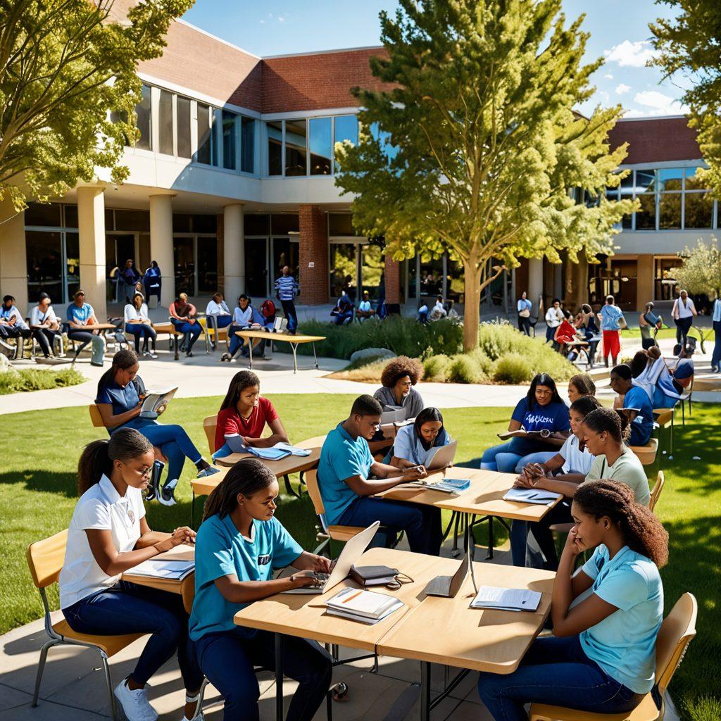 A serene and inclusive college campus scene, featuring diverse students engaged in open discussions about sexual health and insurance, surrounded by informational posters on the walls. A sunny day adds warmth, creating a safe and welcoming atmosphere. Elements like books, laptops, and a first-aid kit symbolize resources and support. super-realistic. vibrant colors. 3D.